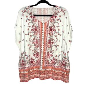 Talbots Boho Coastal Romantic Kimono Sleeve Top Women Sz 2X Cottagecore Cotton